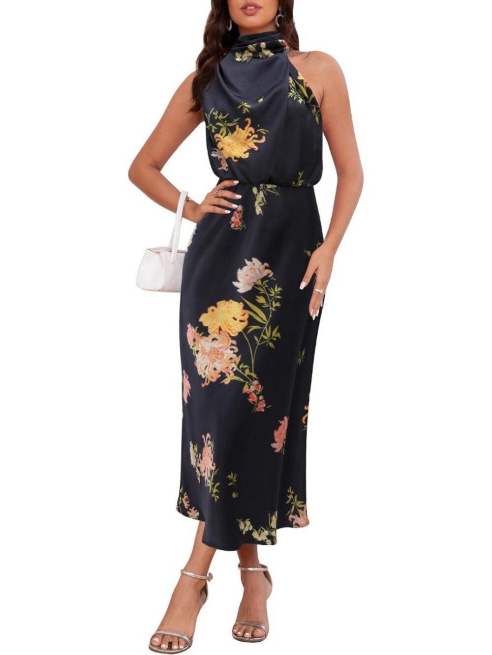 Elegant Satin Maxi Dress for Women - Summer Formal Wedding & Cocktail Attire